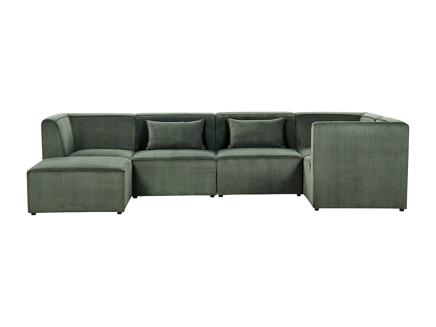 Canapé d'angle modulable LEMVIG Velours côtelé Vert foncé avec ottoman 5 places Côté gauche