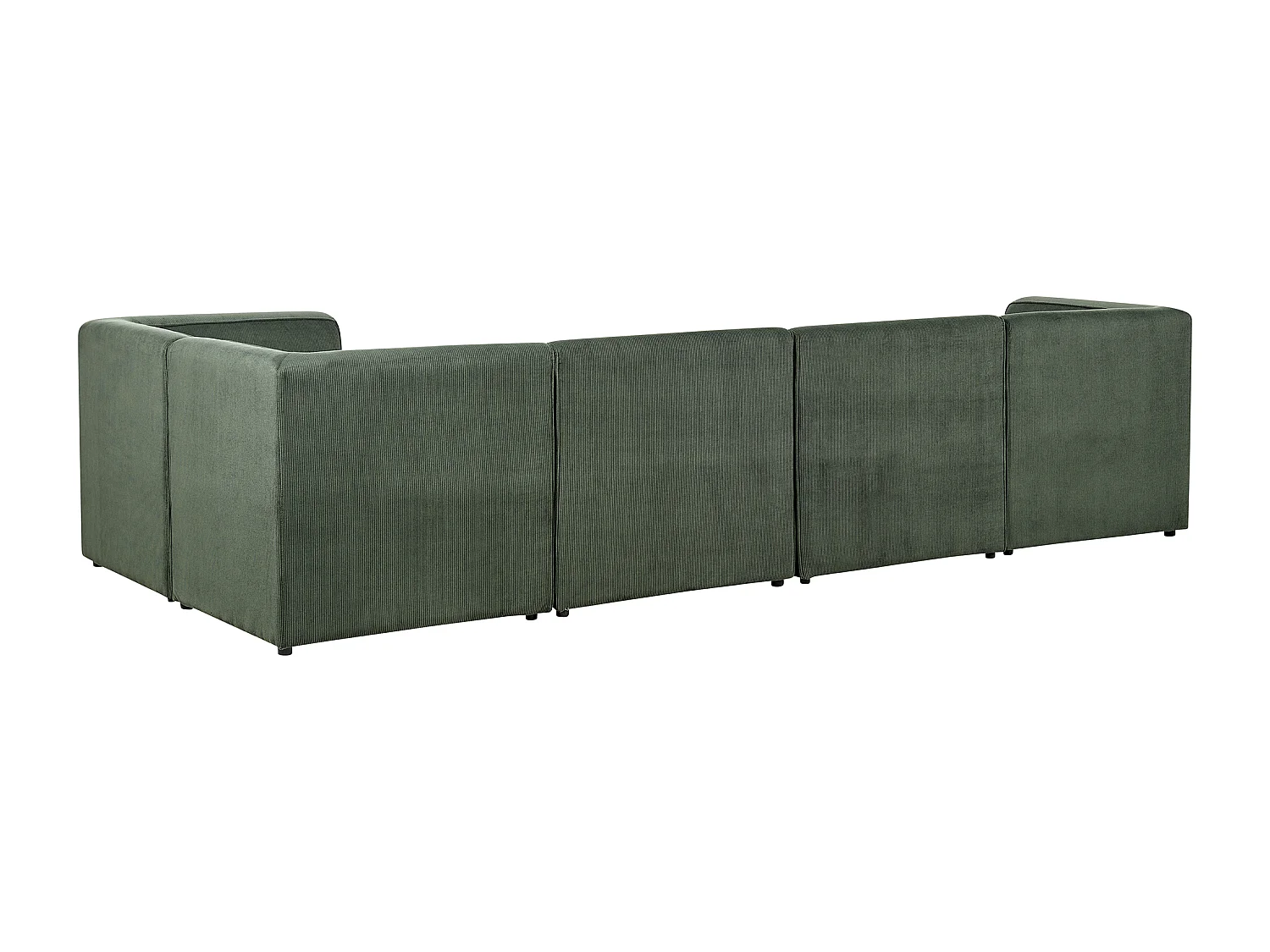 Canapé d'angle modulable LEMVIG Velours côtelé Vert foncé avec ottoman 5 places Côté gauche
