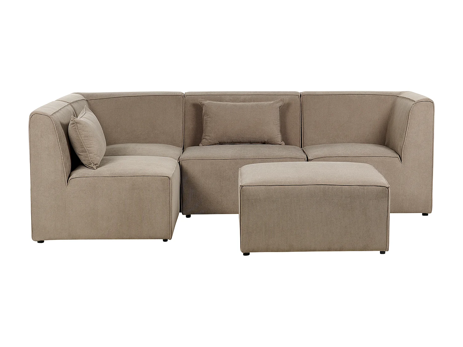 Modulaire hoekbank LEMVIG Corduroy Taupe Met ottomaan 4-zitter Rechterzijde