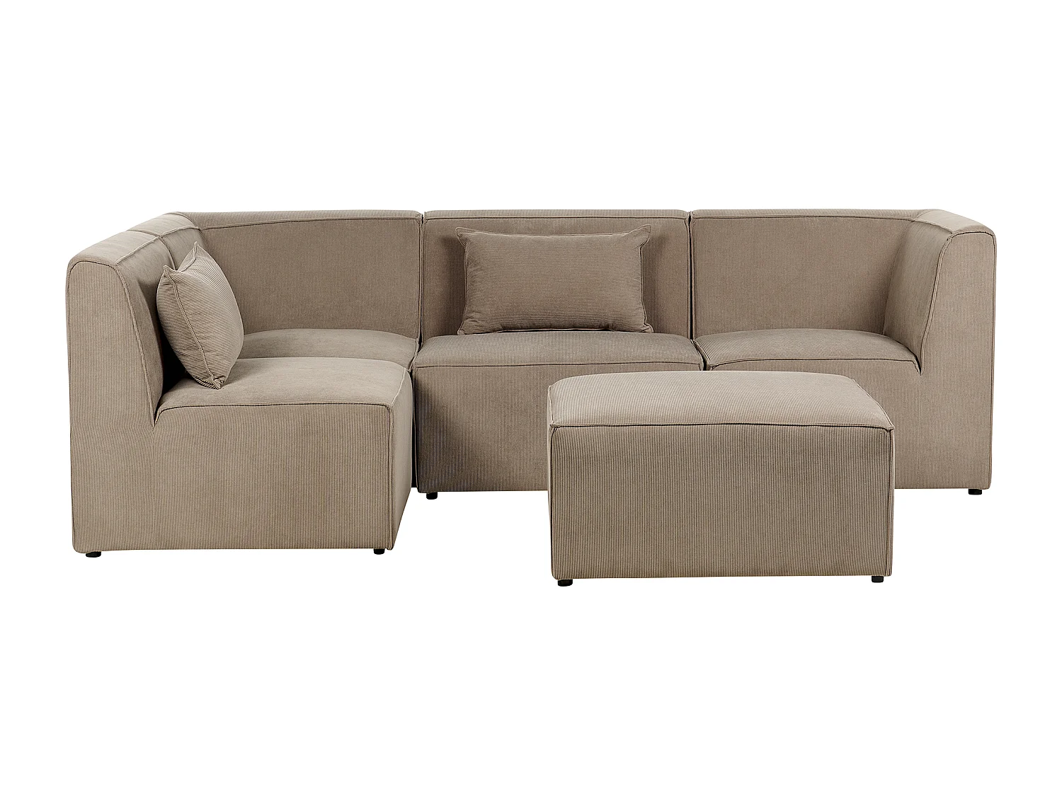 Modulaire hoekbank LEMVIG Corduroy Taupe Met ottomaan 4-zitter Rechterzijde
