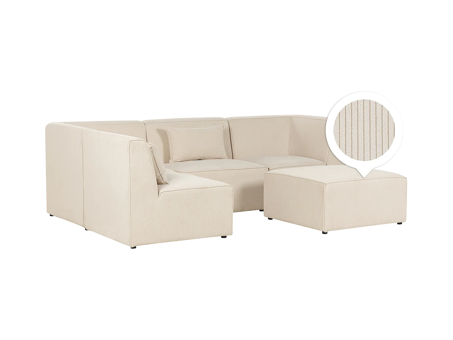 Modul Ecksofa LEMVIG Cord Hellbeige mit Ottomane 4-Sitzer rechtsseitig