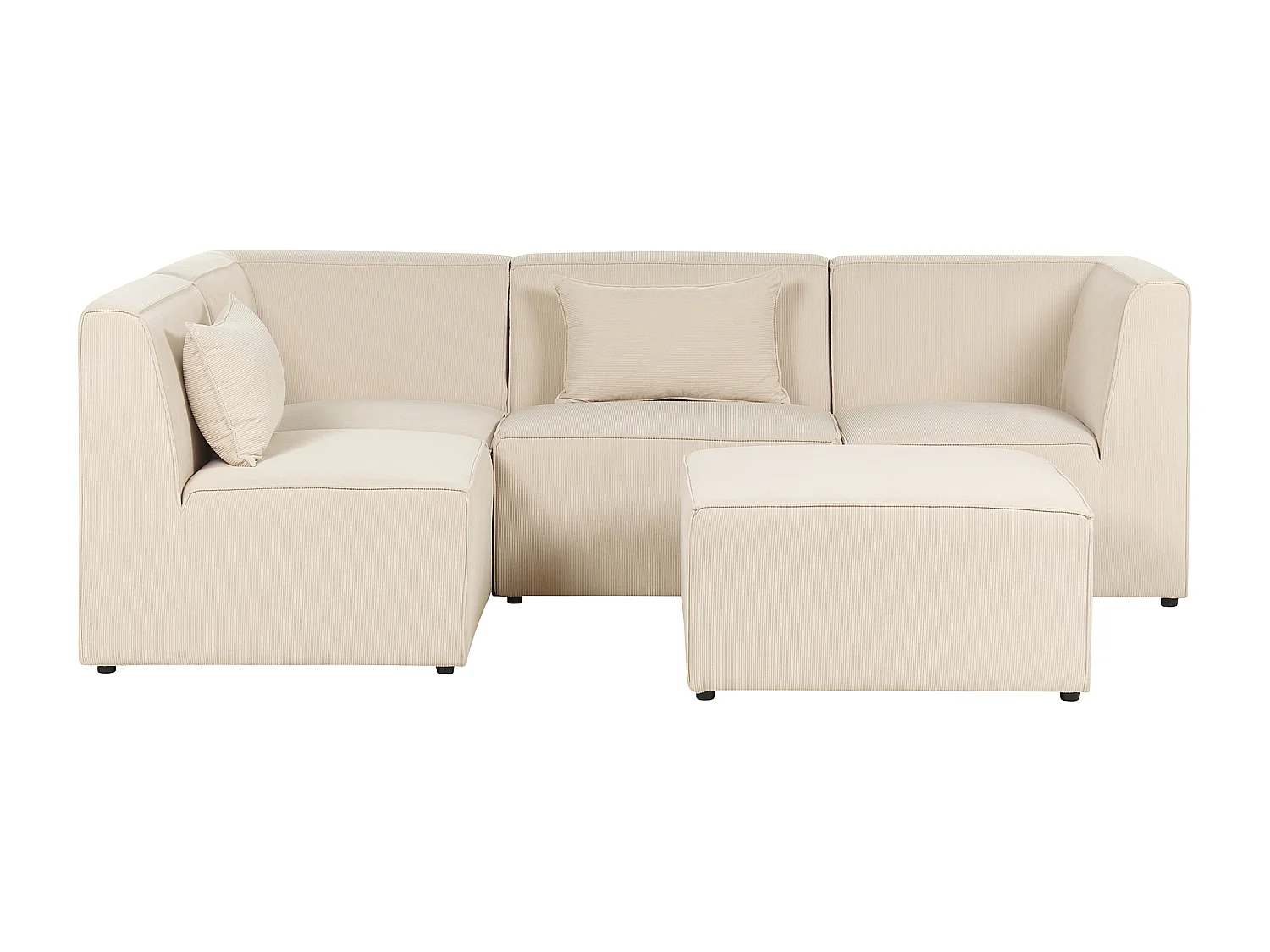Modul Ecksofa LEMVIG Cord Hellbeige mit Ottomane 4-Sitzer rechtsseitig