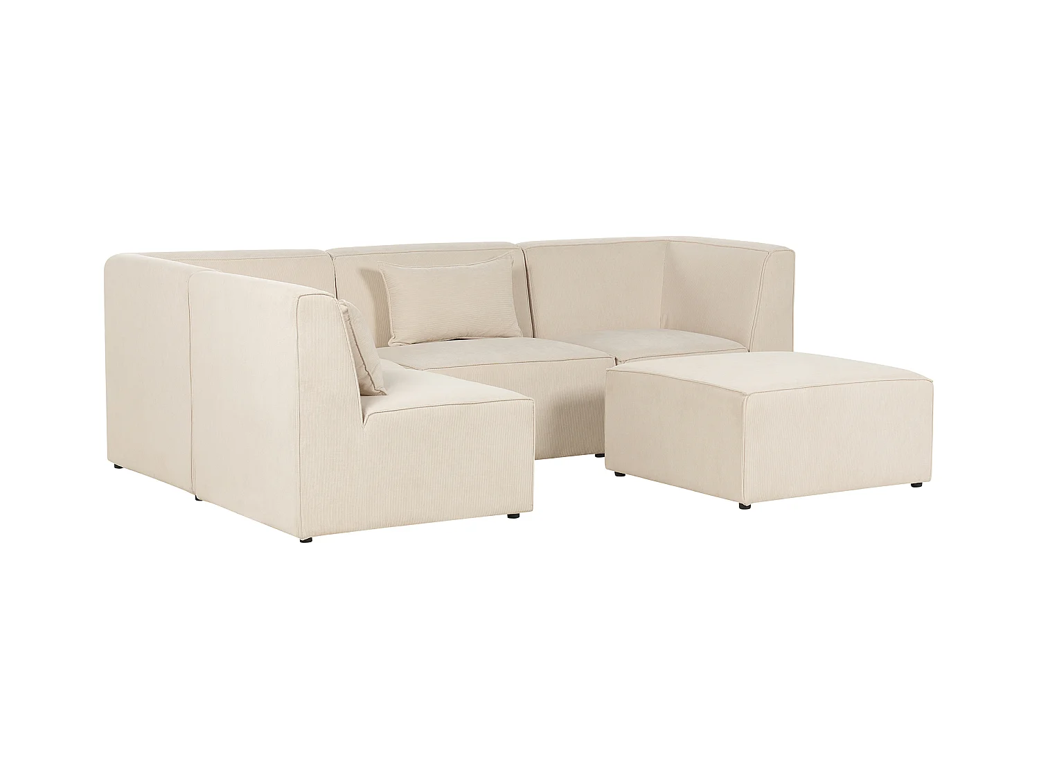 Modul Ecksofa LEMVIG Cord Hellbeige mit Ottomane 4-Sitzer rechtsseitig