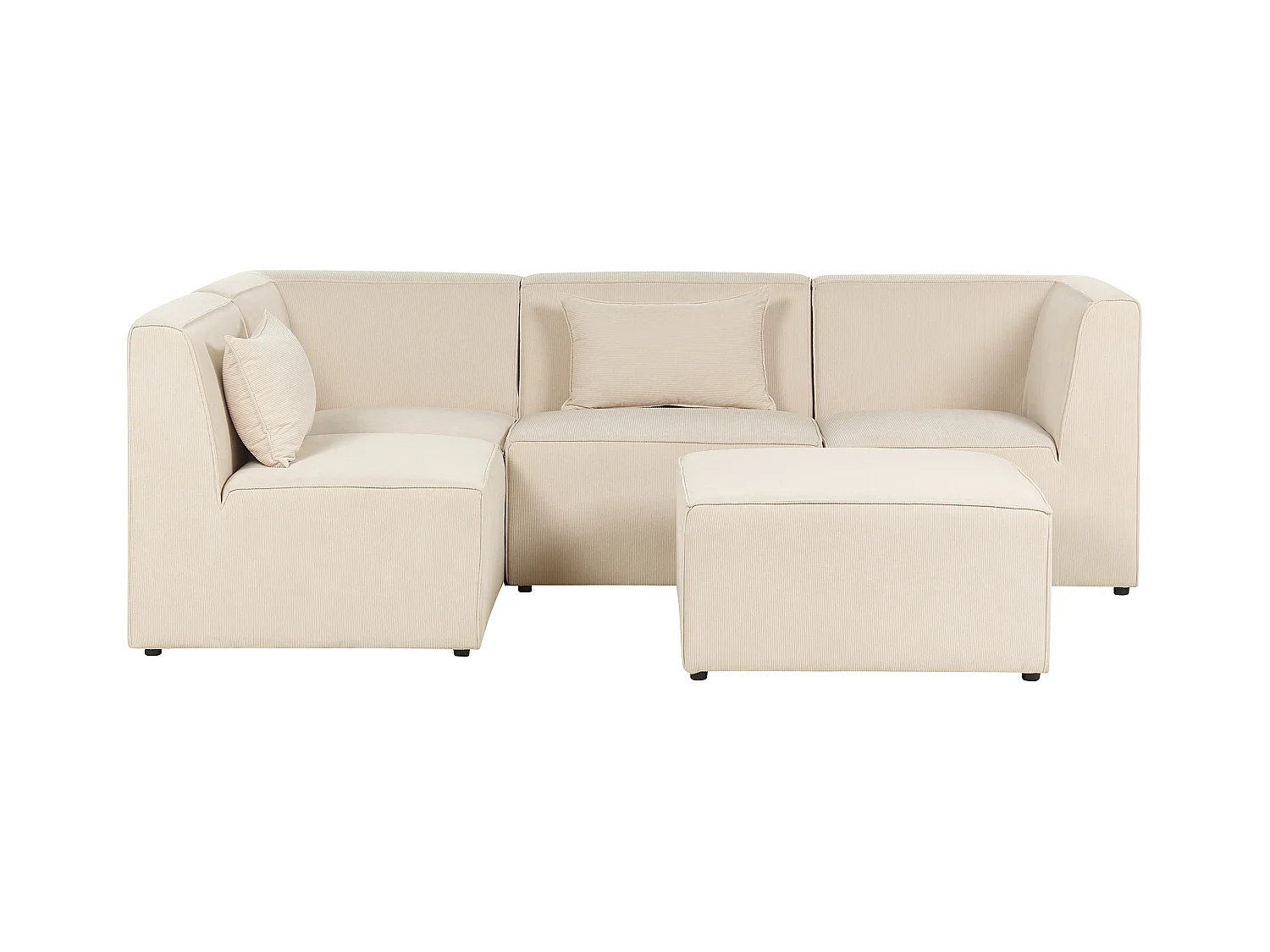 Modul Ecksofa LEMVIG Cord Hellbeige mit Ottomane 4-Sitzer rechtsseitig
