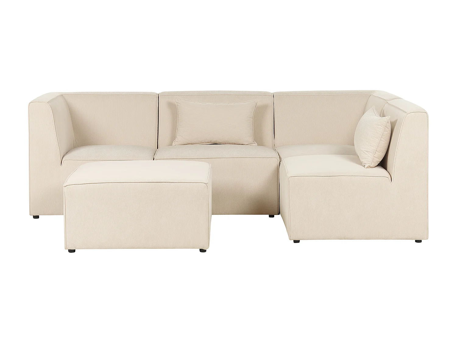 Narożnik modułowy LEMVIG Sztruks Jasnobeżowy z otomaną dla 4 osób Lewostronny