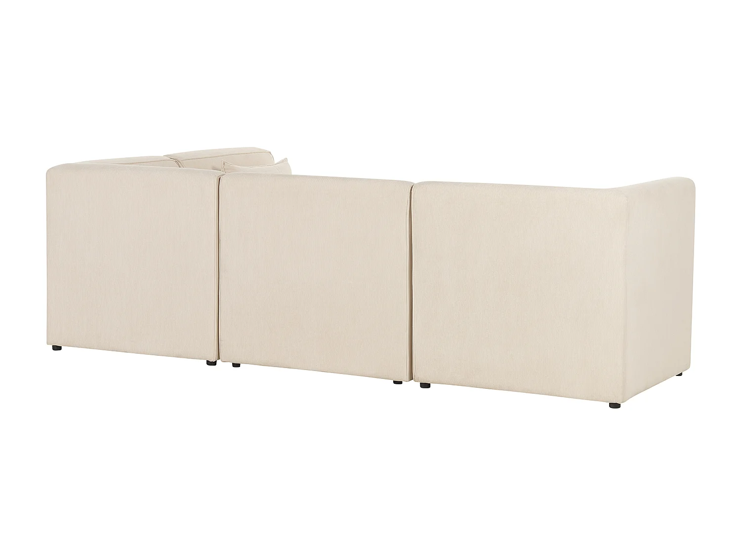 Narożnik modułowy LEMVIG Sztruks Jasnobeżowy z otomaną dla 4 osób Lewostronny