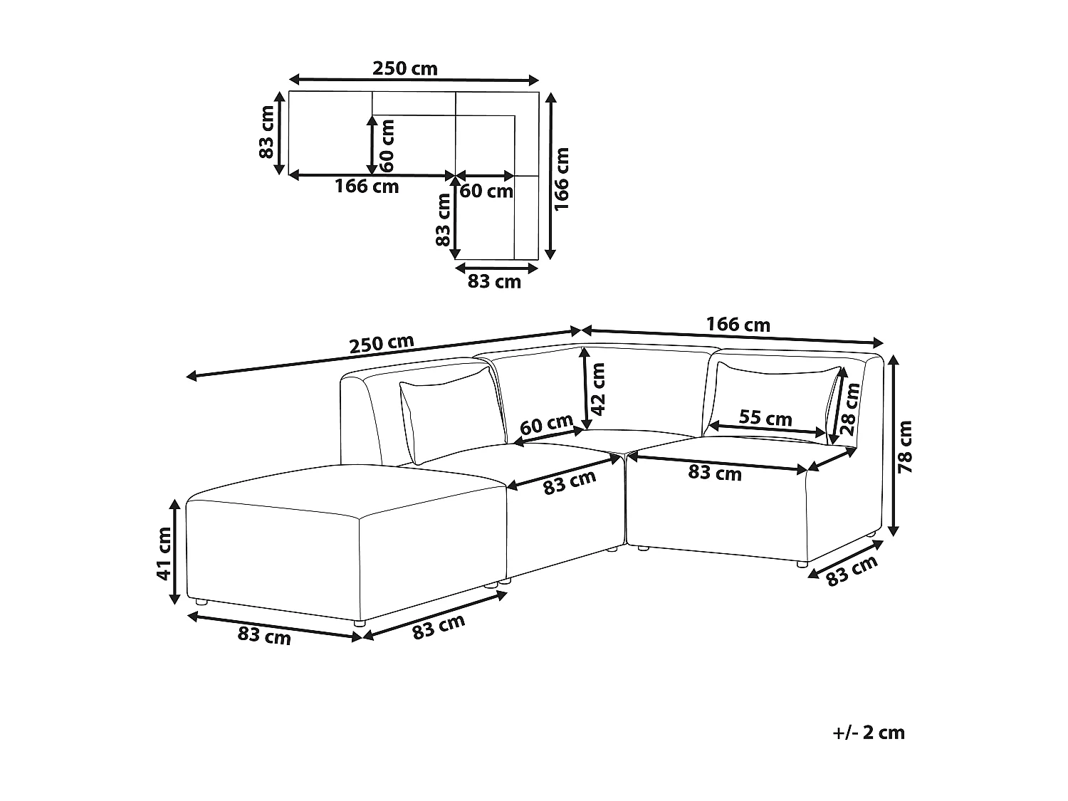 Canapé d'angle modulable 3 places LEMVIG Velours côtelé Vert foncé avec ottoman Côté droite