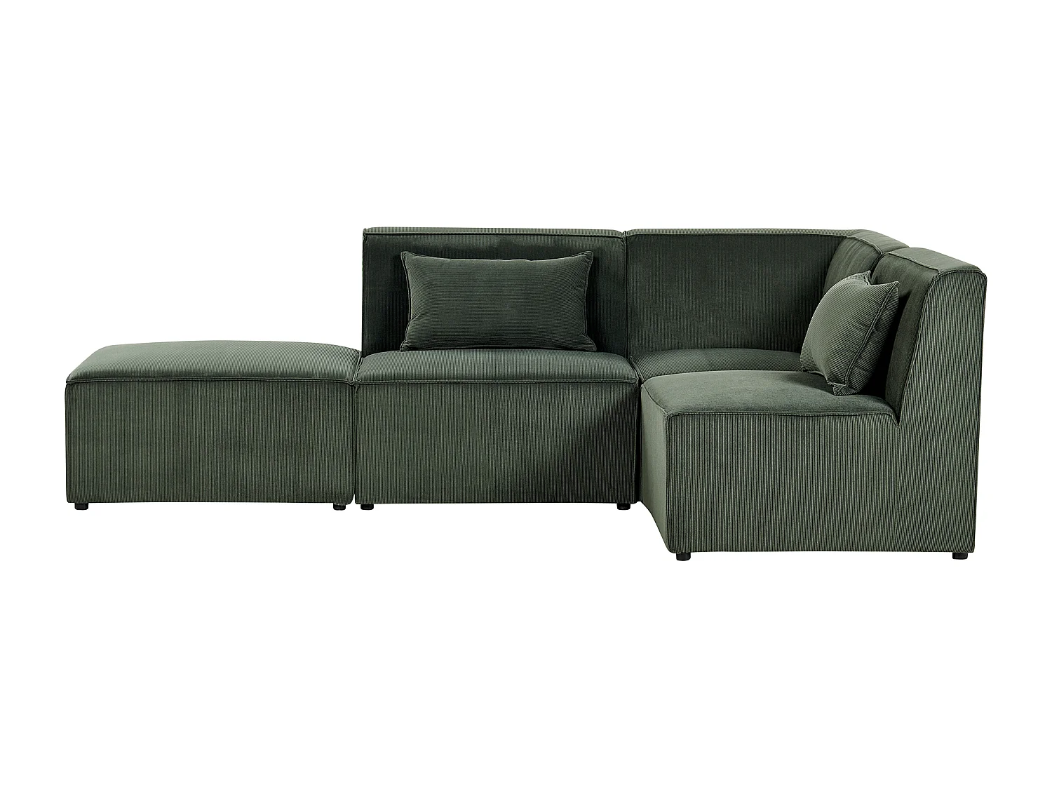 Canapé d'angle modulable 3 places LEMVIG Velours côtelé Vert foncé avec ottoman Côté droite