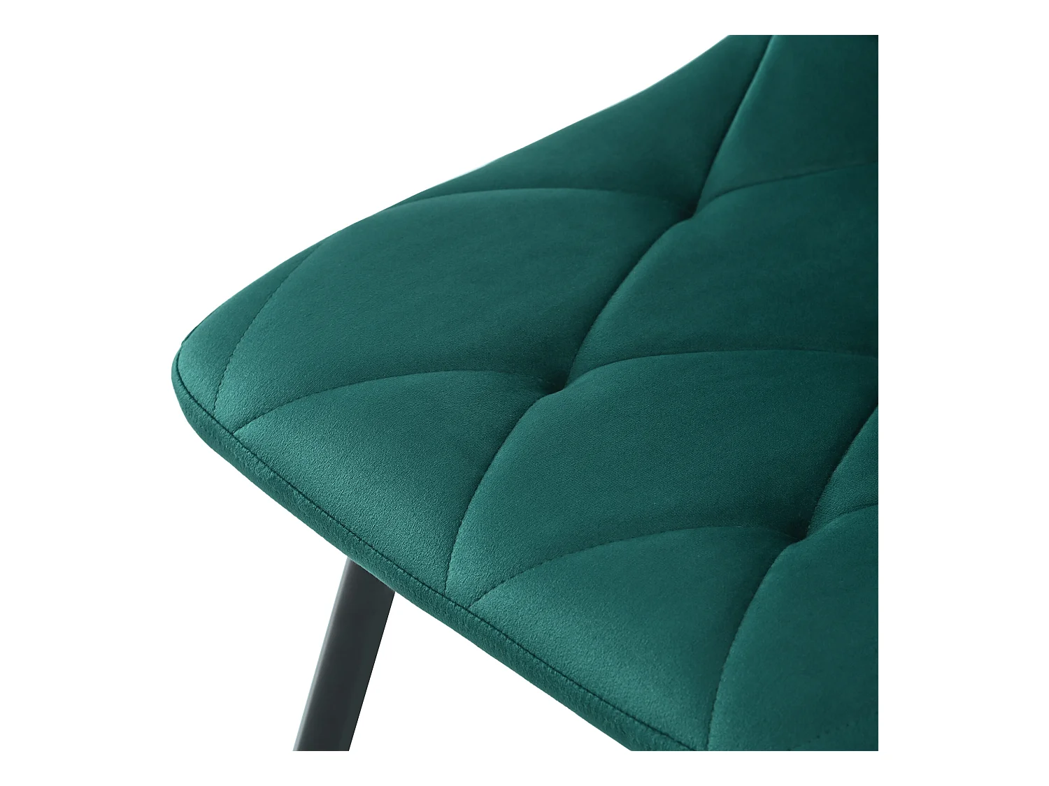 Conjunto de 4 sillas de terciopelo - estructura de metal - Motivo de rombos - verde