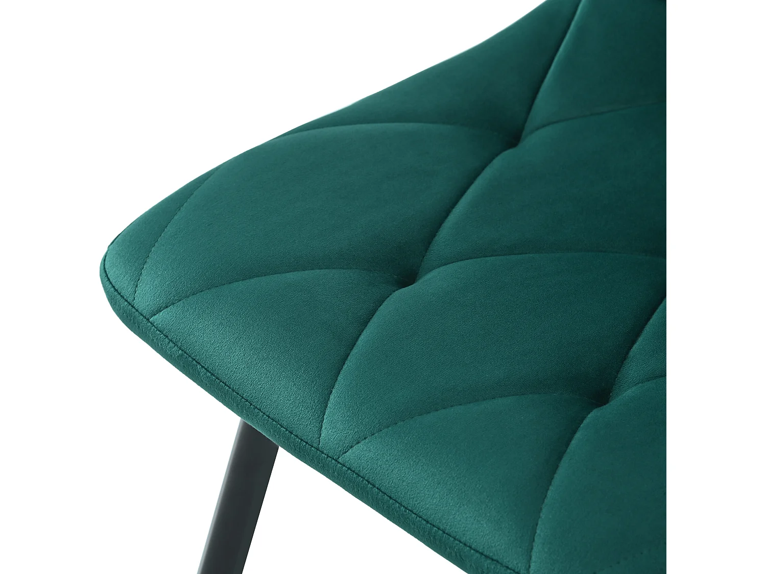 Lot de 4 Chaises en velours - structure en métal - Motif à losanges - vert