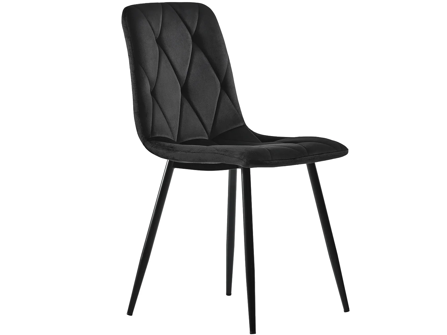 Set van 4 Velvet stoelen - metalen structuur - Ruitpatroon - zwart