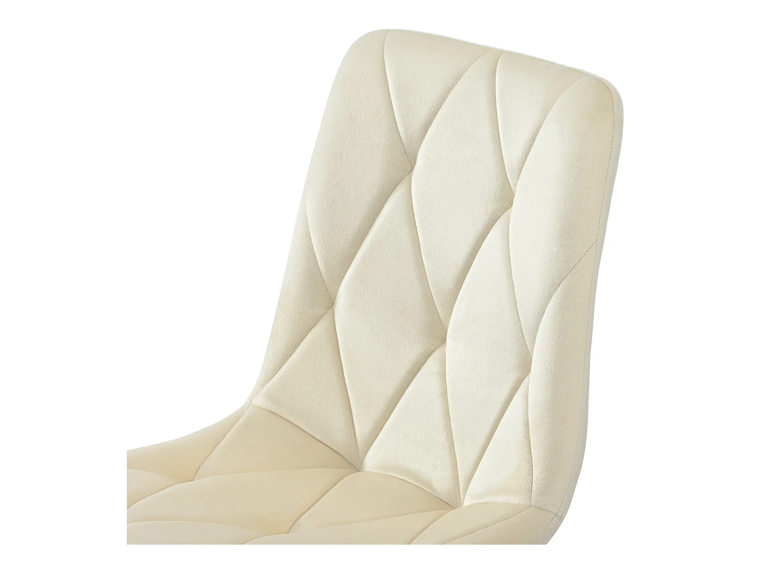 Set van 4 fluwelen stoelen - metalen structuur - Ruitmotief - beige