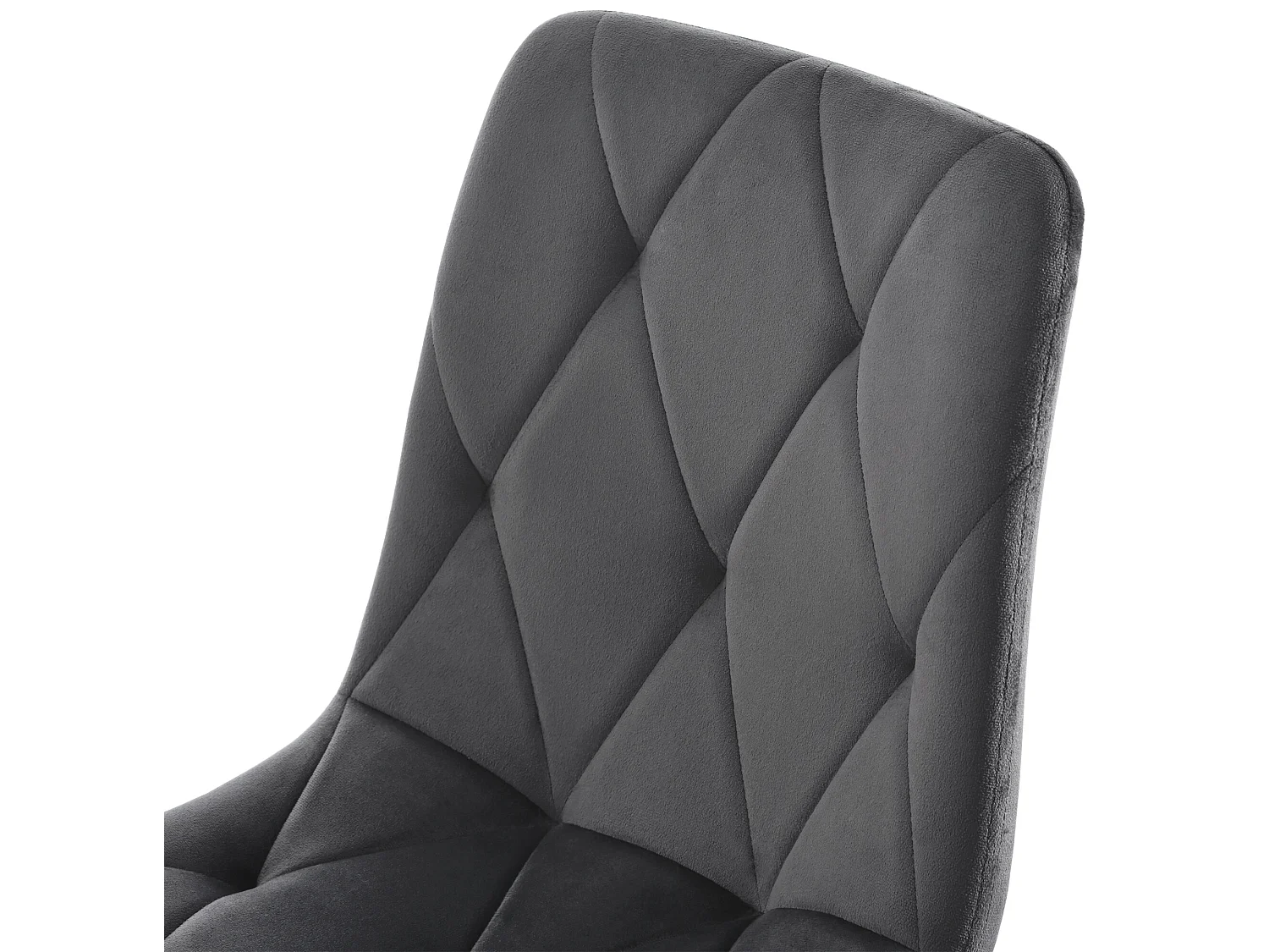 Lot de 4 Chaises en velours - structure en métal - Motif à losanges - gris