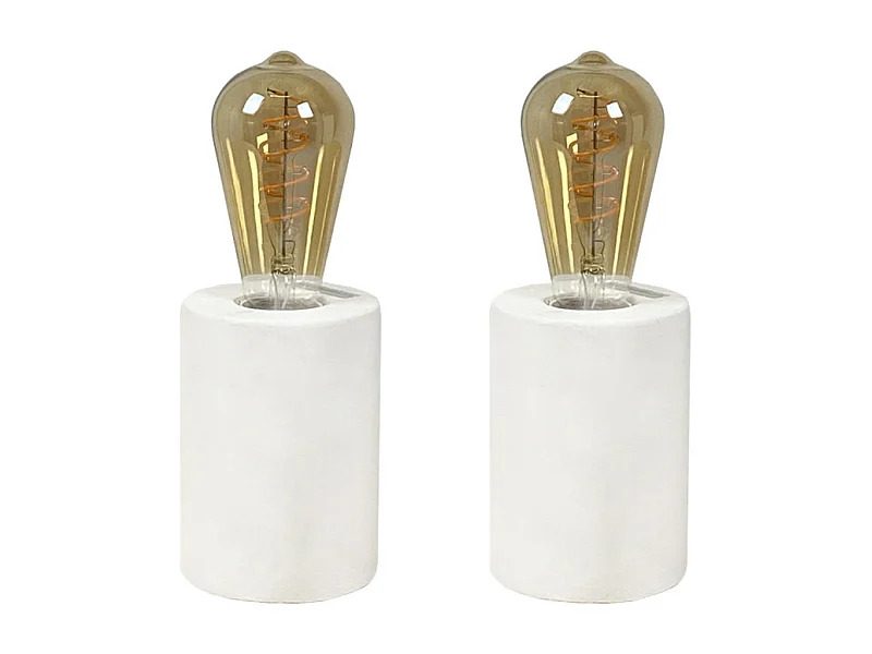 Lot de 2 lampes de chevet en béton blanc H. 12 cm - CALO 4969
