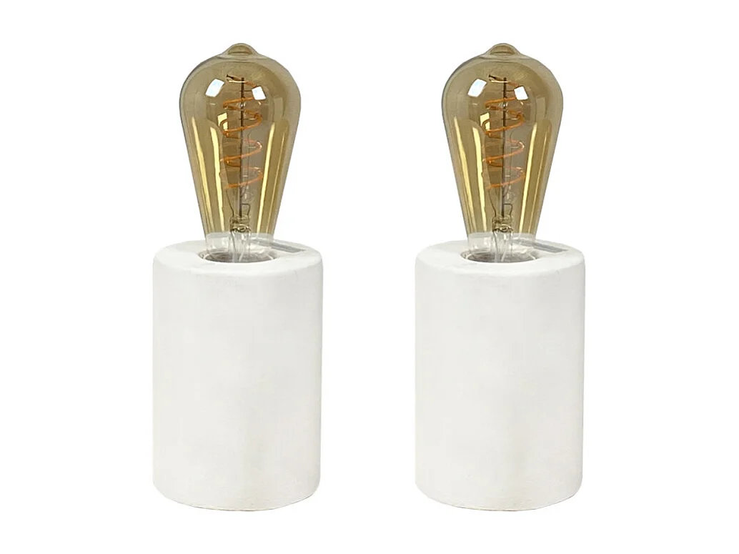 Lot de 2 lampes de chevet en béton blanc H. 12 cm - CALO 4969