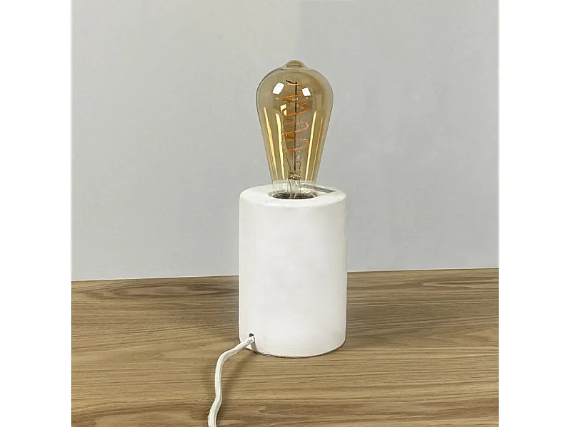 Lot de 2 lampes de chevet en béton blanc H. 12 cm - CALO 4969