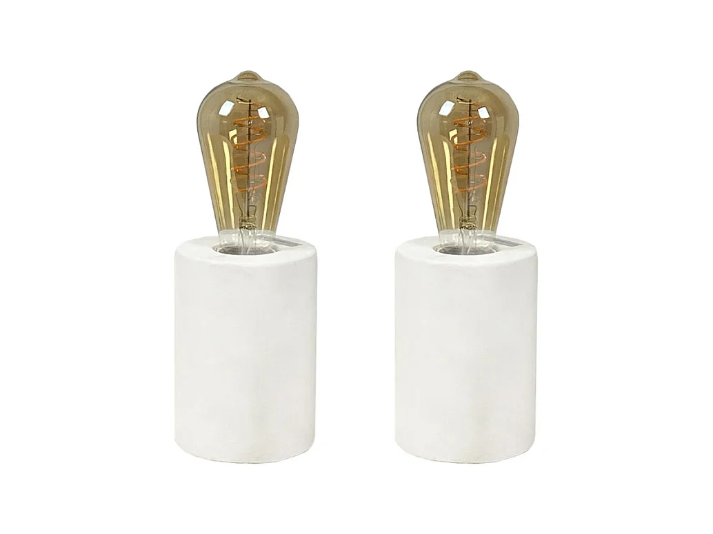 Lot de 2 lampes de chevet en béton blanc H. 12 cm - CALO 4969