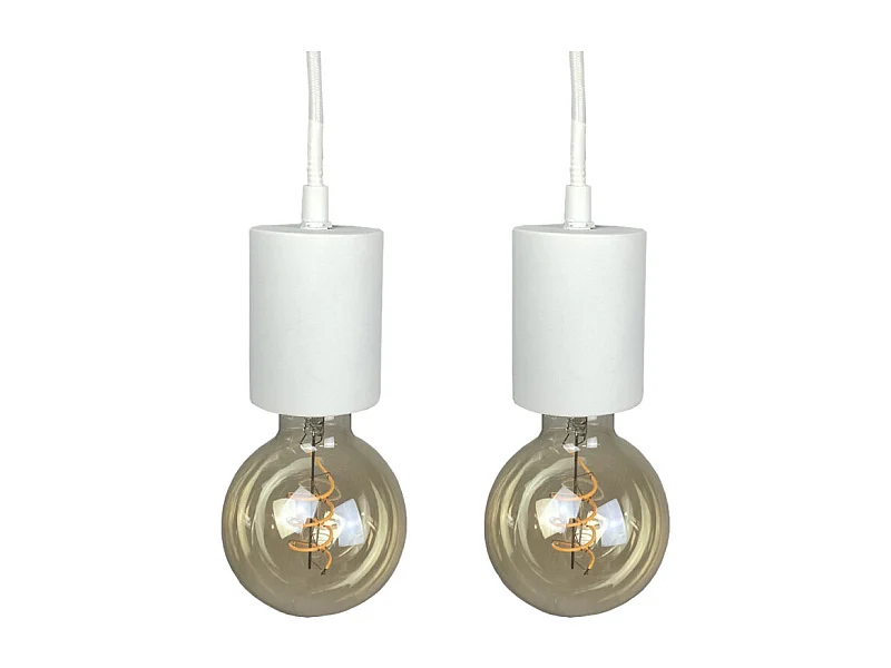 Lot de 2 suspensions lumineuses en béton blanc - CALO 5225