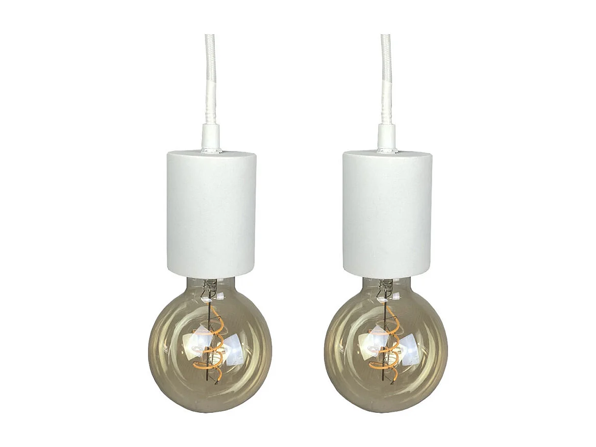 Lot de 2 suspensions lumineuses en béton blanc - CALO 5225