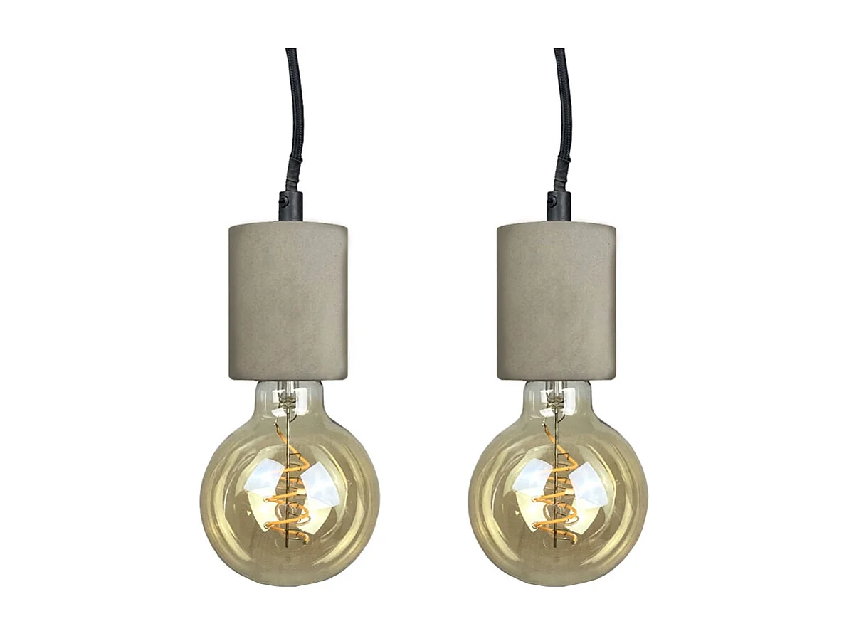 Lot de 2 suspensions lumineuses en béton gris - CALO 5188