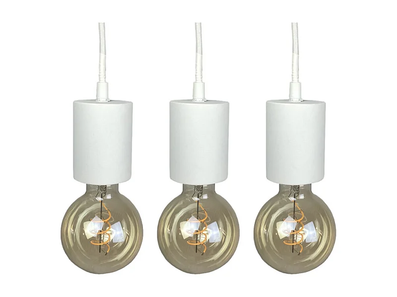 Lot de 3 suspensions lumineuses en béton blanc - CALO 5225
