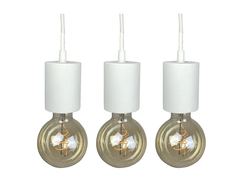 Lot de 3 suspensions lumineuses en béton blanc - CALO 5225