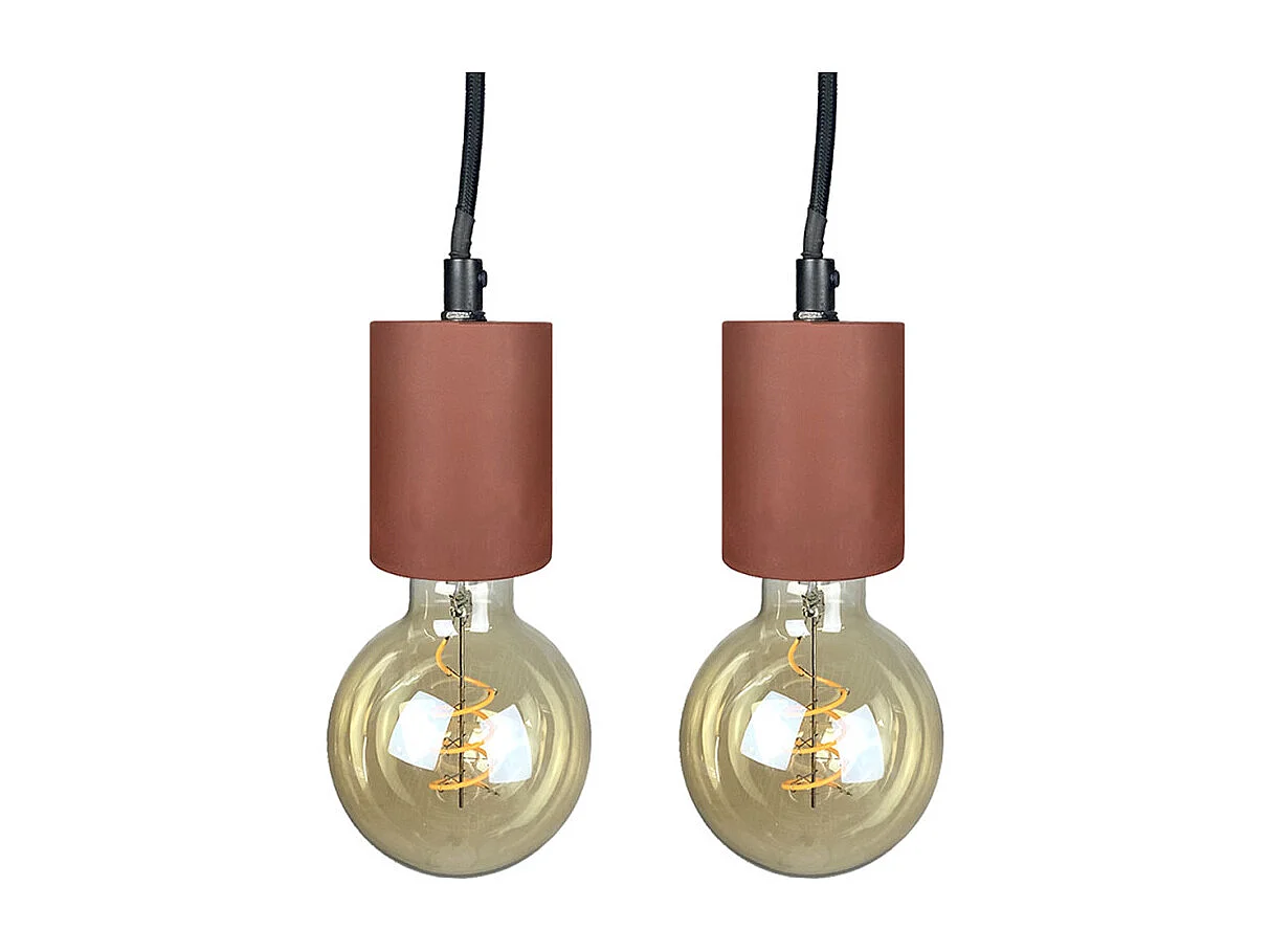 Lot de 2 suspensions lumineuses en béton rouge - CALO 5164