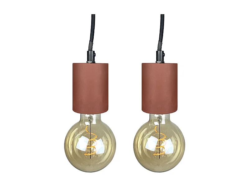 Lot de 2 suspensions lumineuses en béton rouge - CALO 5164