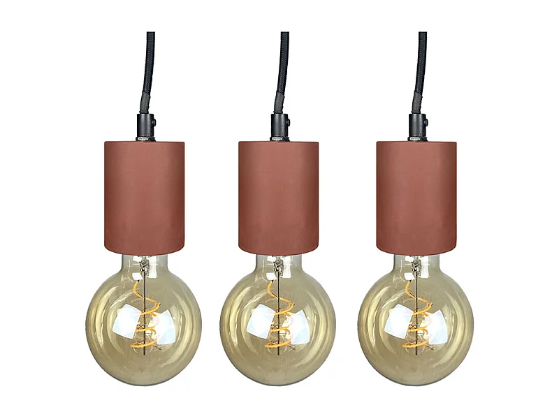 Lot de 3 suspensions lumineuses en béton rouge - CALO 5164