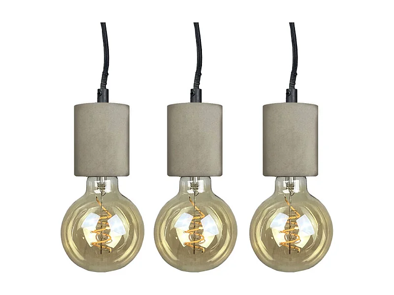 Lot de 3 suspensions lumineuses en béton gris - CALO 5188