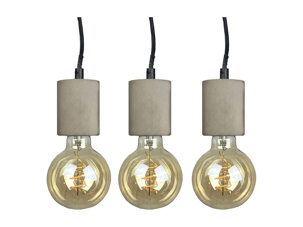 Lot de 3 suspensions lumineuses en béton gris - CALO 5188