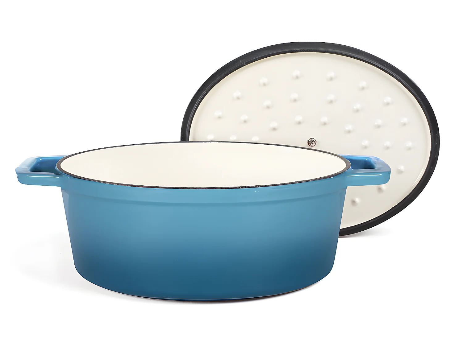 Livoo Cocotte ovale en fonte émaillée 4.5l bleu - mep129b