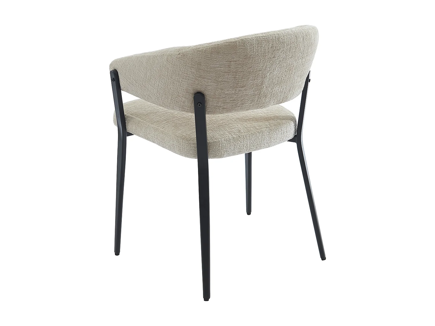 Lot de 6 chaises avec accoudoirs en tissu et métal noir - Beige - AVRELA