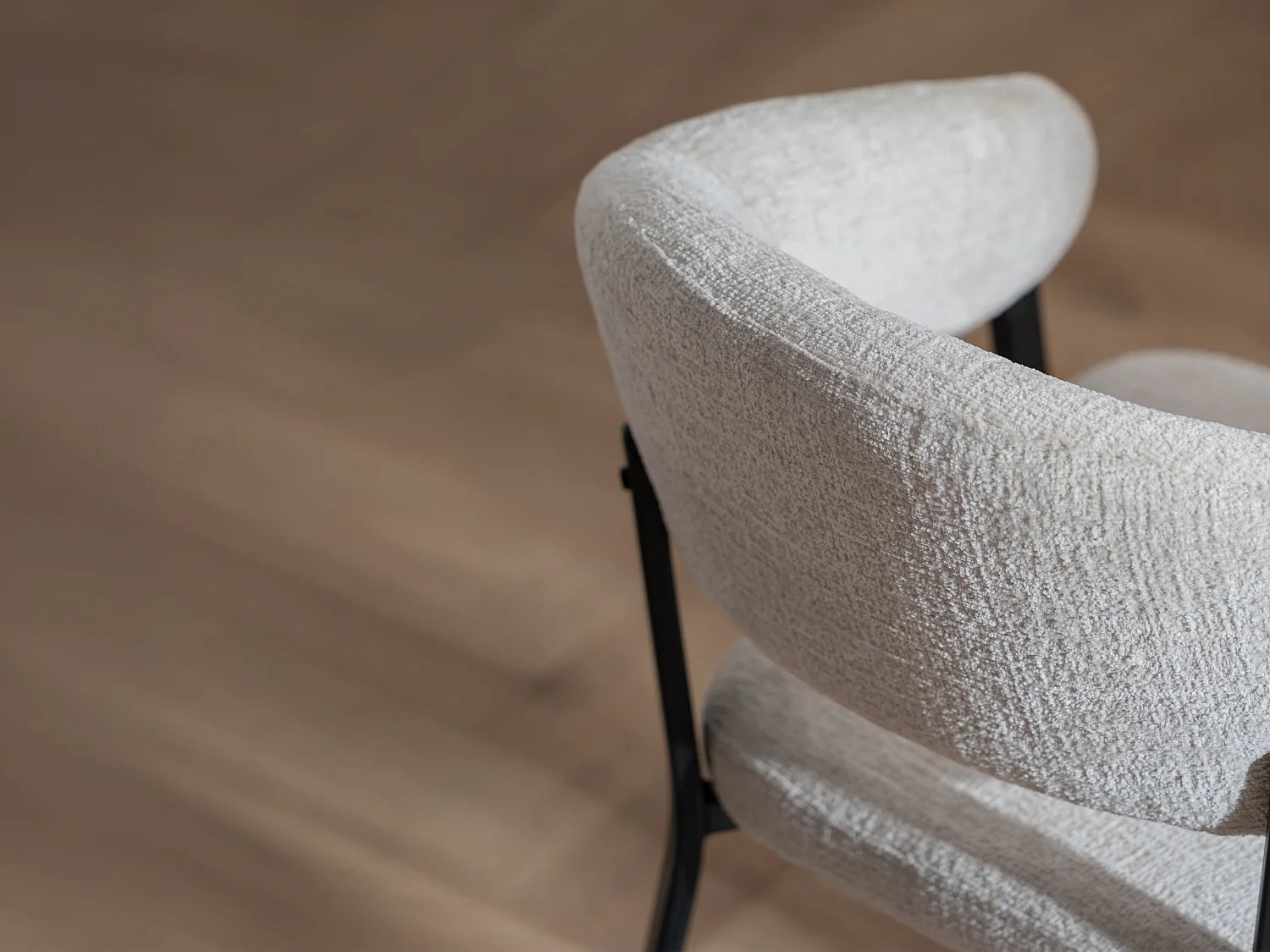 Sedia con braccioli in Tessuto e Metallo Nero Beige - Lotto di 6 - AVRELA