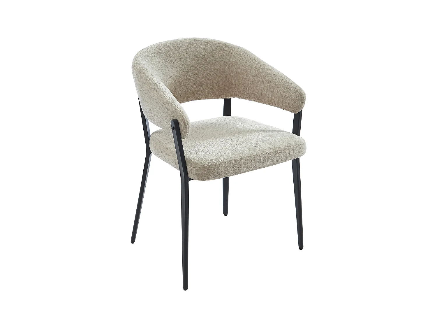 Lot de 6 chaises avec accoudoirs en tissu et métal noir - Beige - AVRELA