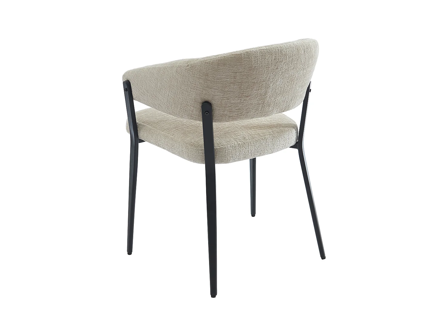 Lot de 6 chaises avec accoudoirs en tissu et métal noir - Beige - AVRELA