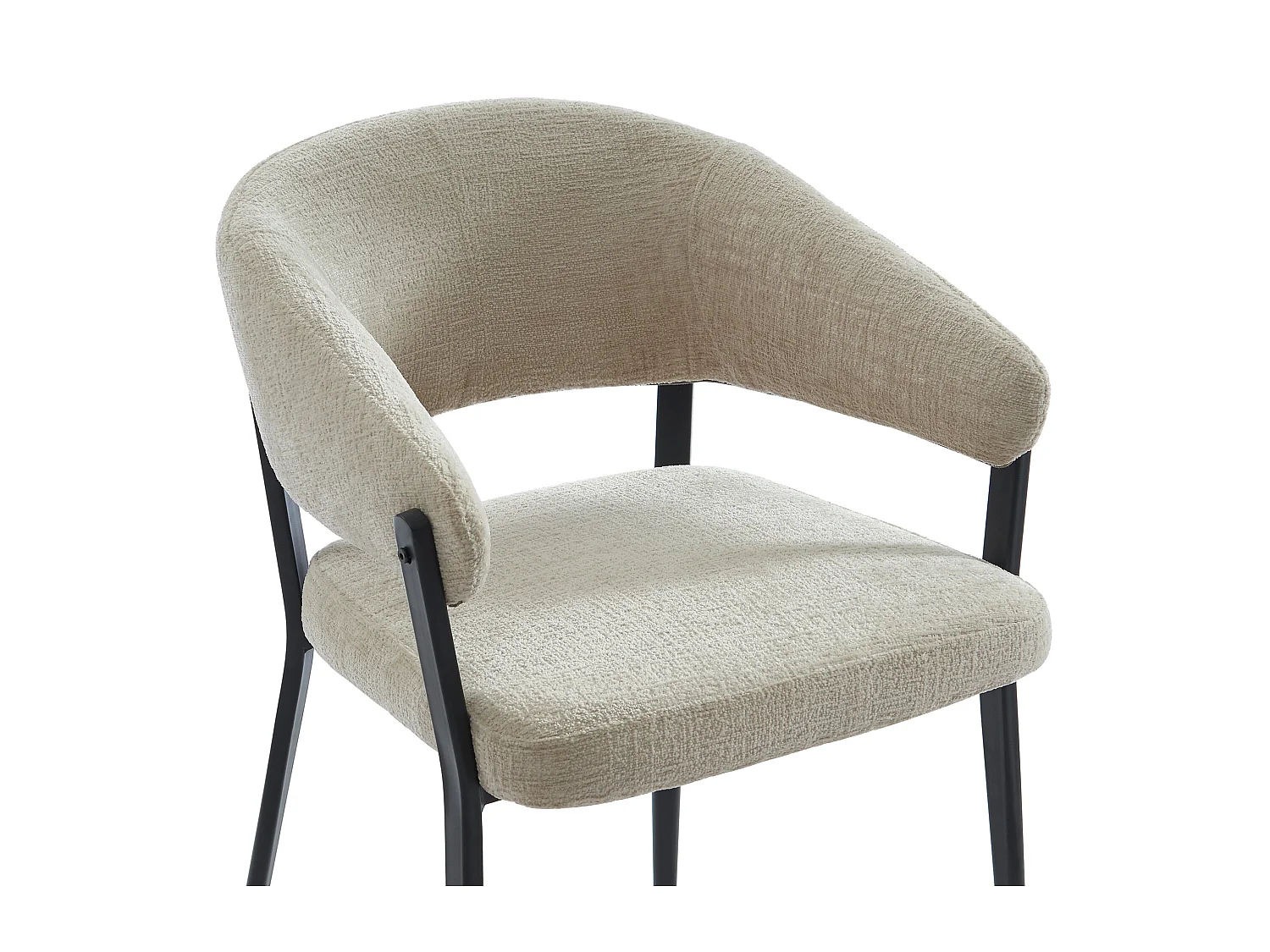 Lot de 6 chaises avec accoudoirs en tissu et métal noir - Beige - AVRELA