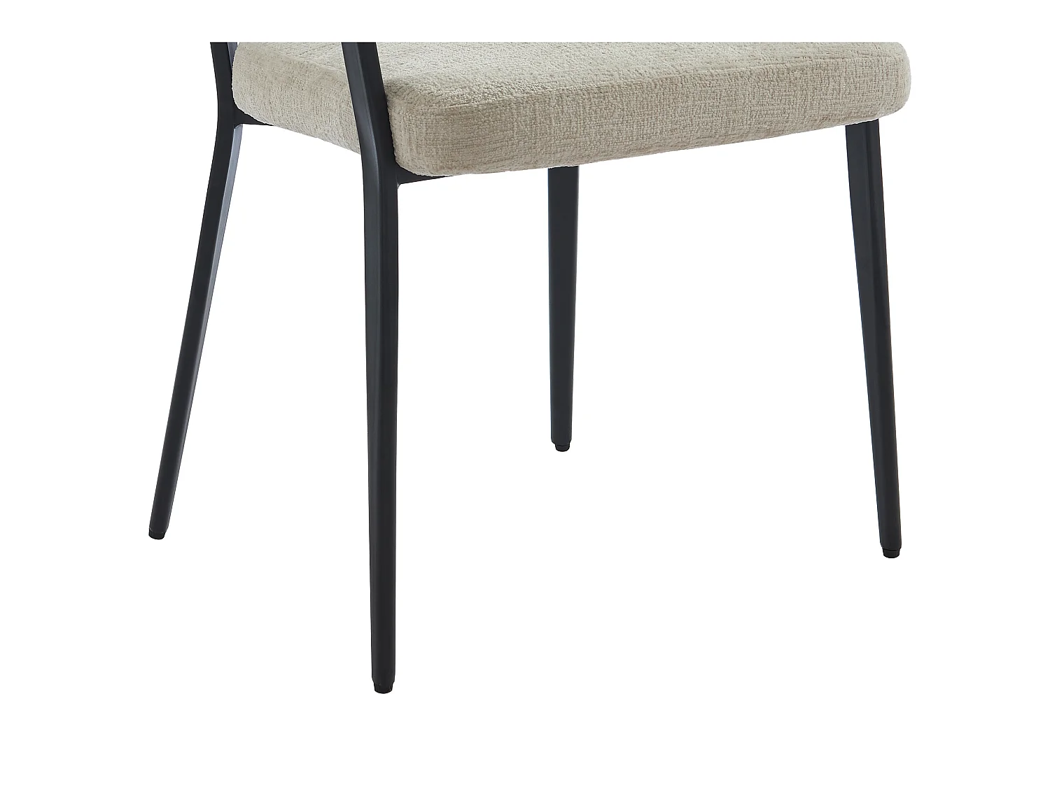 Lot de 6 chaises avec accoudoirs en tissu et métal noir - Beige - AVRELA