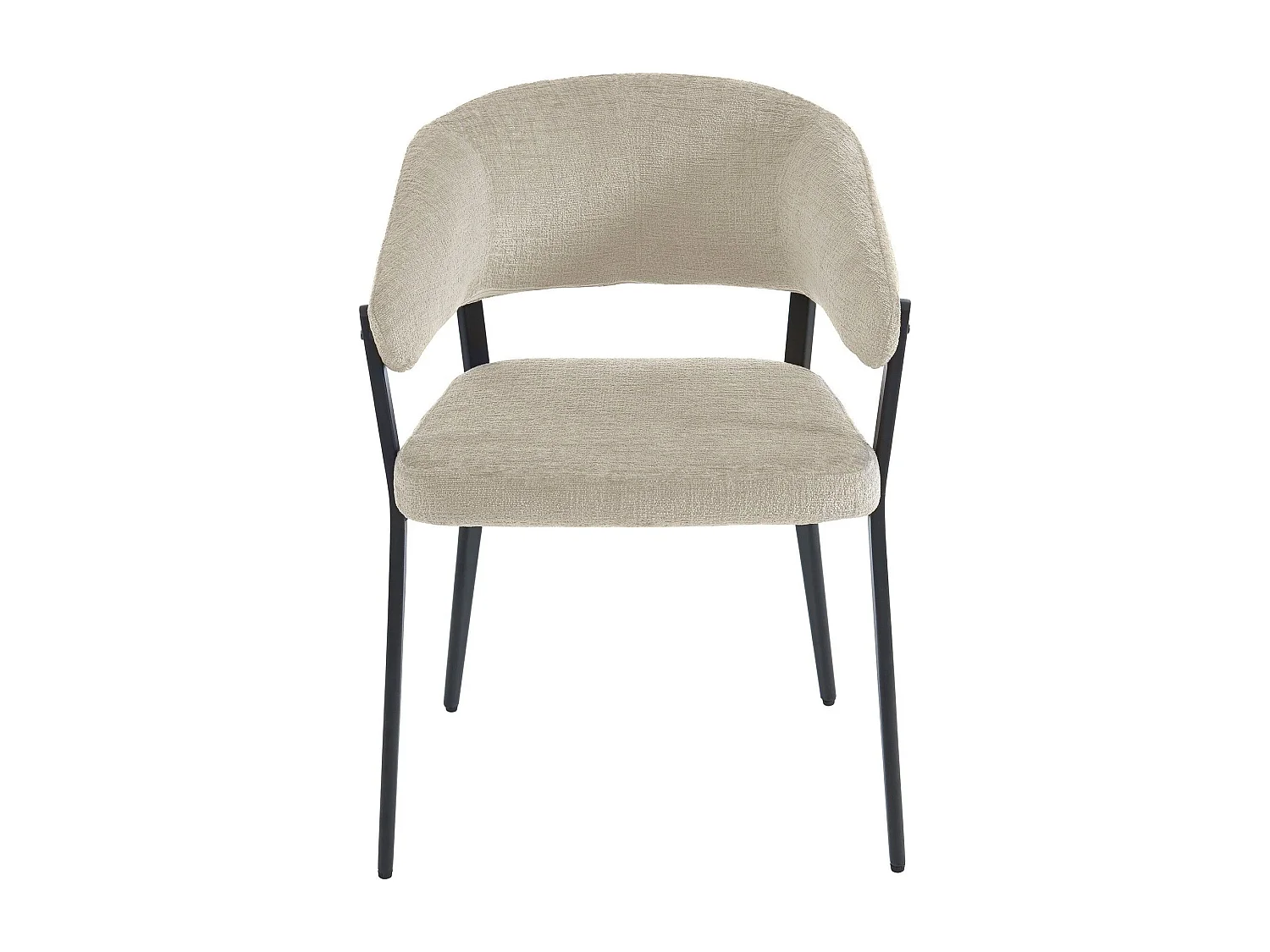 Sedia con braccioli in Tessuto e Metallo Nero Beige - Lotto di 6 - AVRELA