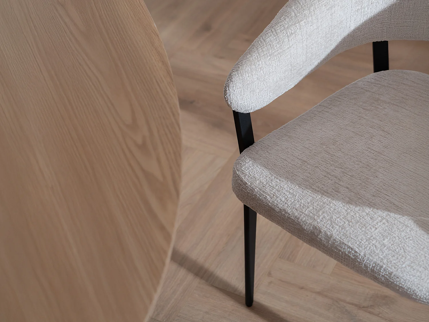 Sedia con braccioli in Tessuto e Metallo Nero Beige - Lotto di 6 - AVRELA