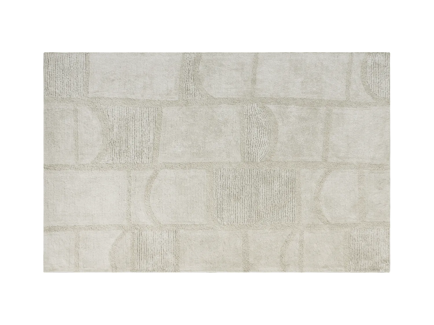 Alfombra de algodón con relieve hecha a mano - 200 x 290 cm - 1800g/m2 - Marfil - HAZELA
