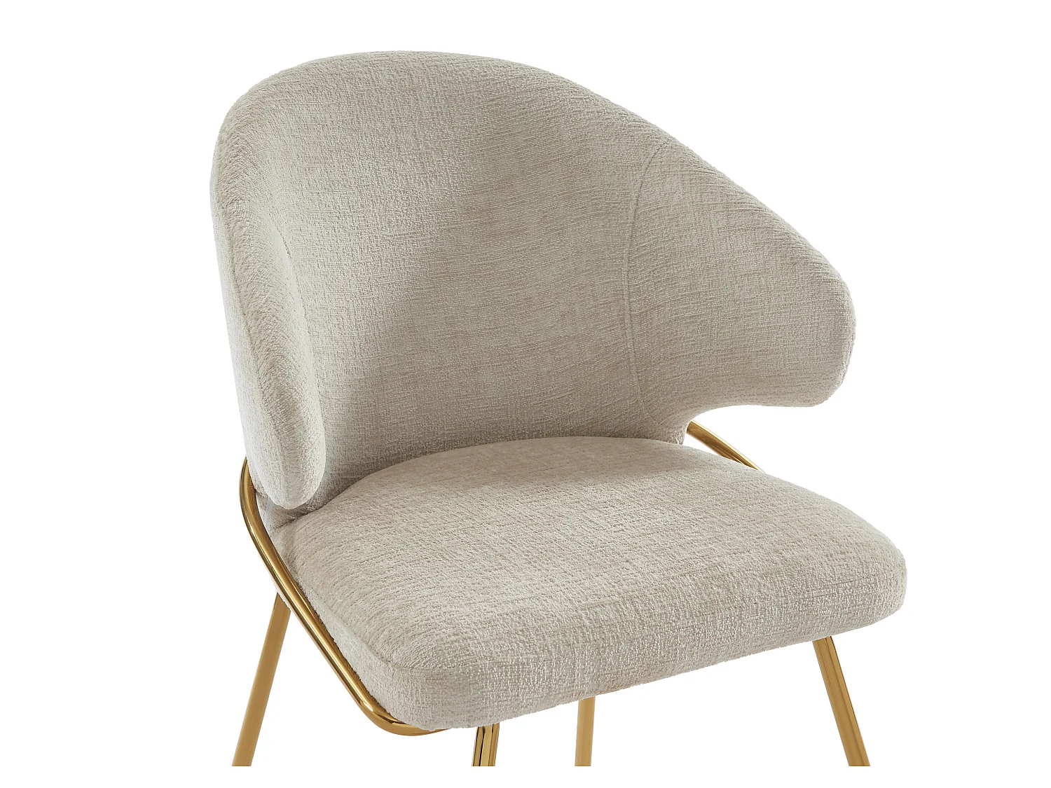 Set van 6 stoelen van stof en goudkleurig metaal - Beige - LUXIVA