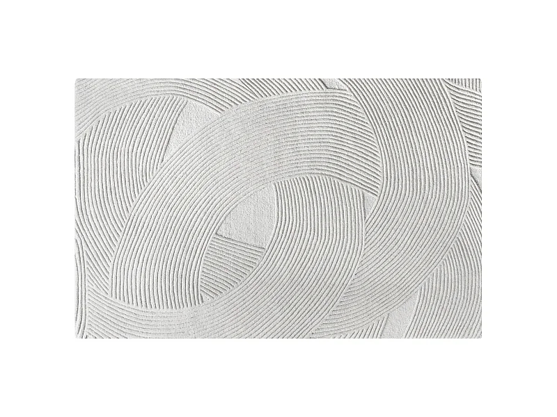 Teppich - Relief-Optik - 100 % Wolle - handgefertigt - 160 x 230 cm - 2200 g/m2 - Elfenbeinfarben - BASSAM