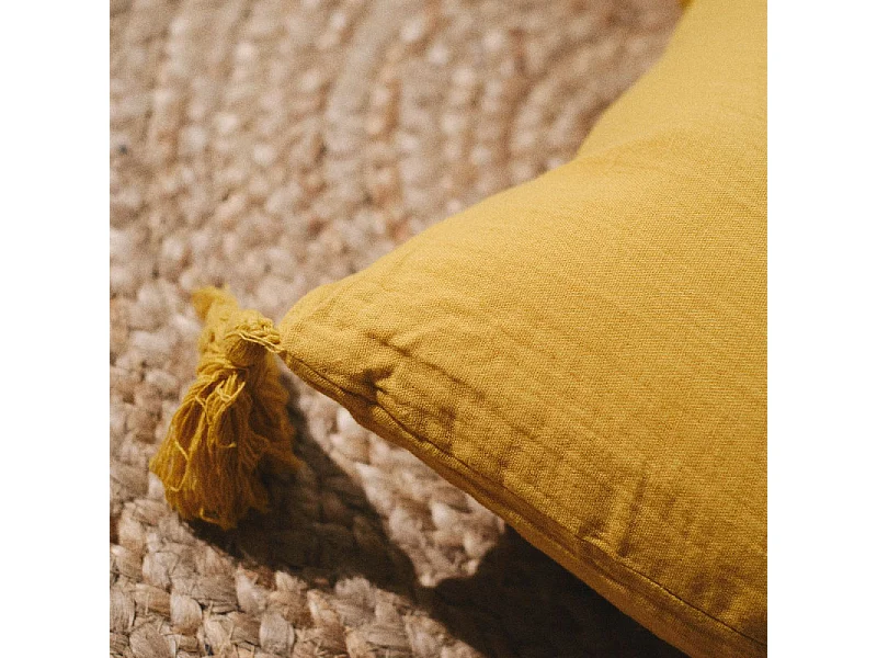 Coussin Gaze de Coton 30x50 Ocre