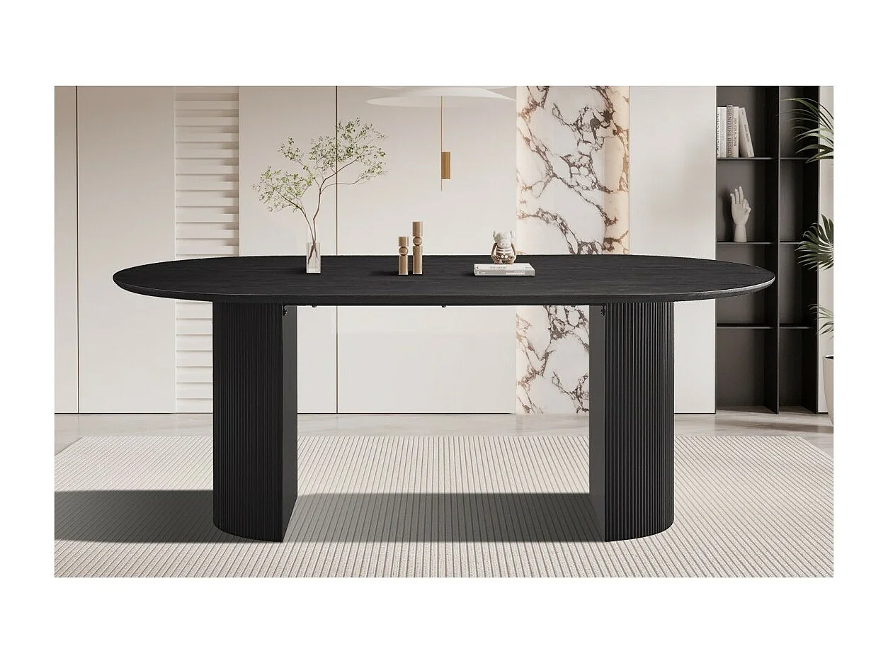 Ovale eettafel VAGOS donkerbruin houteffect lengte 200cm, ideaal voor een gezellige eetkamer