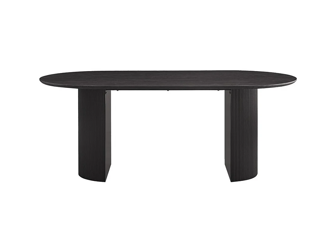Table à manger ovale VAGOS effet bois brun foncé longueur 200cm, idéal pour une salle à manger conviviale