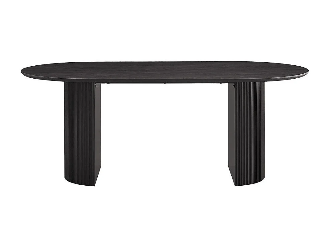 Table à manger ovale VAGOS effet bois brun foncé longueur 200cm, idéal pour une salle à manger conviviale