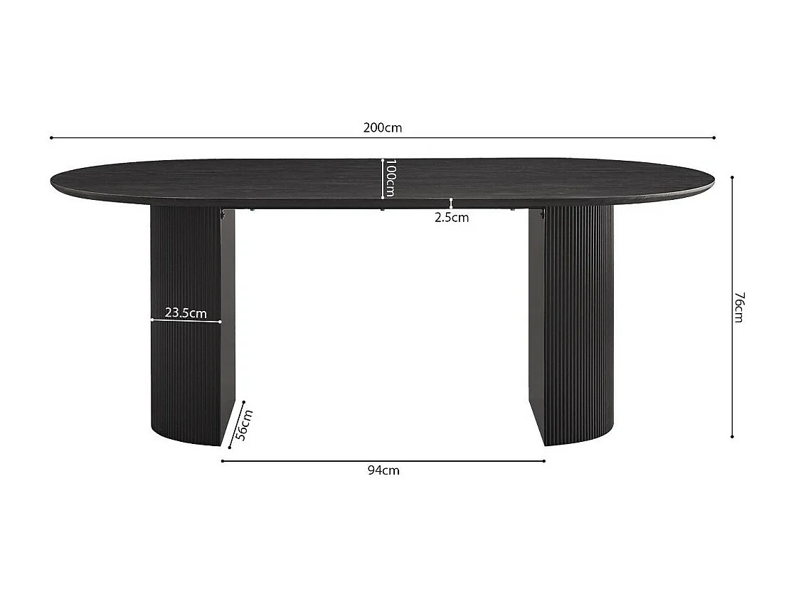 Table à manger ovale VAGOS effet bois brun foncé longueur 200cm, idéal pour une salle à manger conviviale