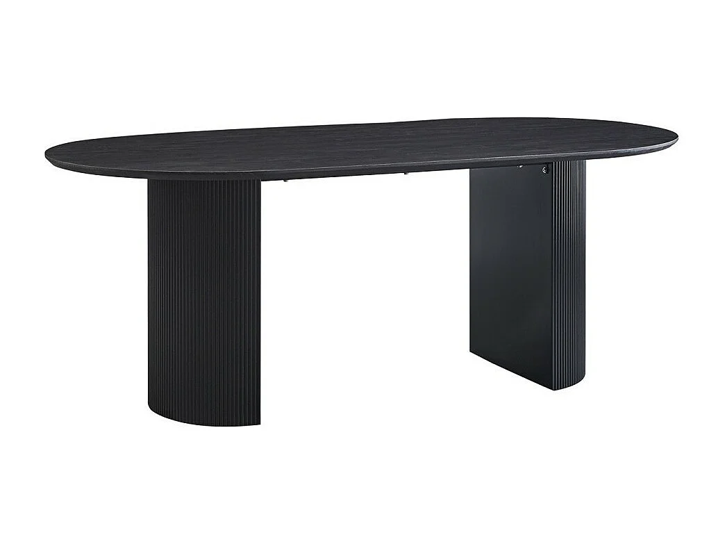 Table à manger ovale VAGOS effet bois brun foncé longueur 200cm, idéal pour une salle à manger conviviale