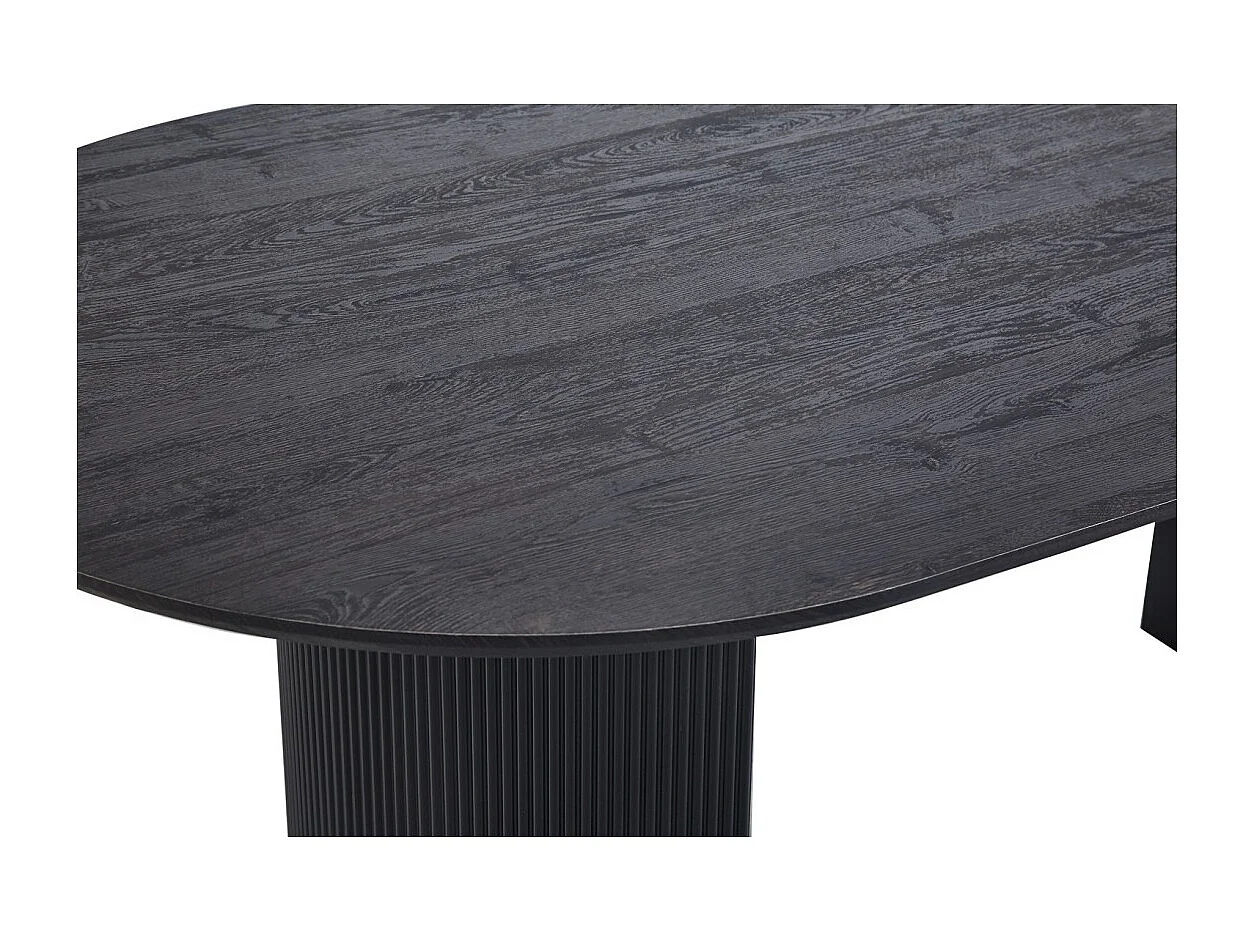 Table à manger ovale VAGOS effet bois brun foncé longueur 200cm, idéal pour une salle à manger conviviale